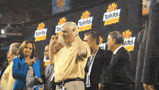 UCF head coach George O'Leary celebrates Fiesta Bowl win.