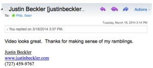Justin Beckler compliment